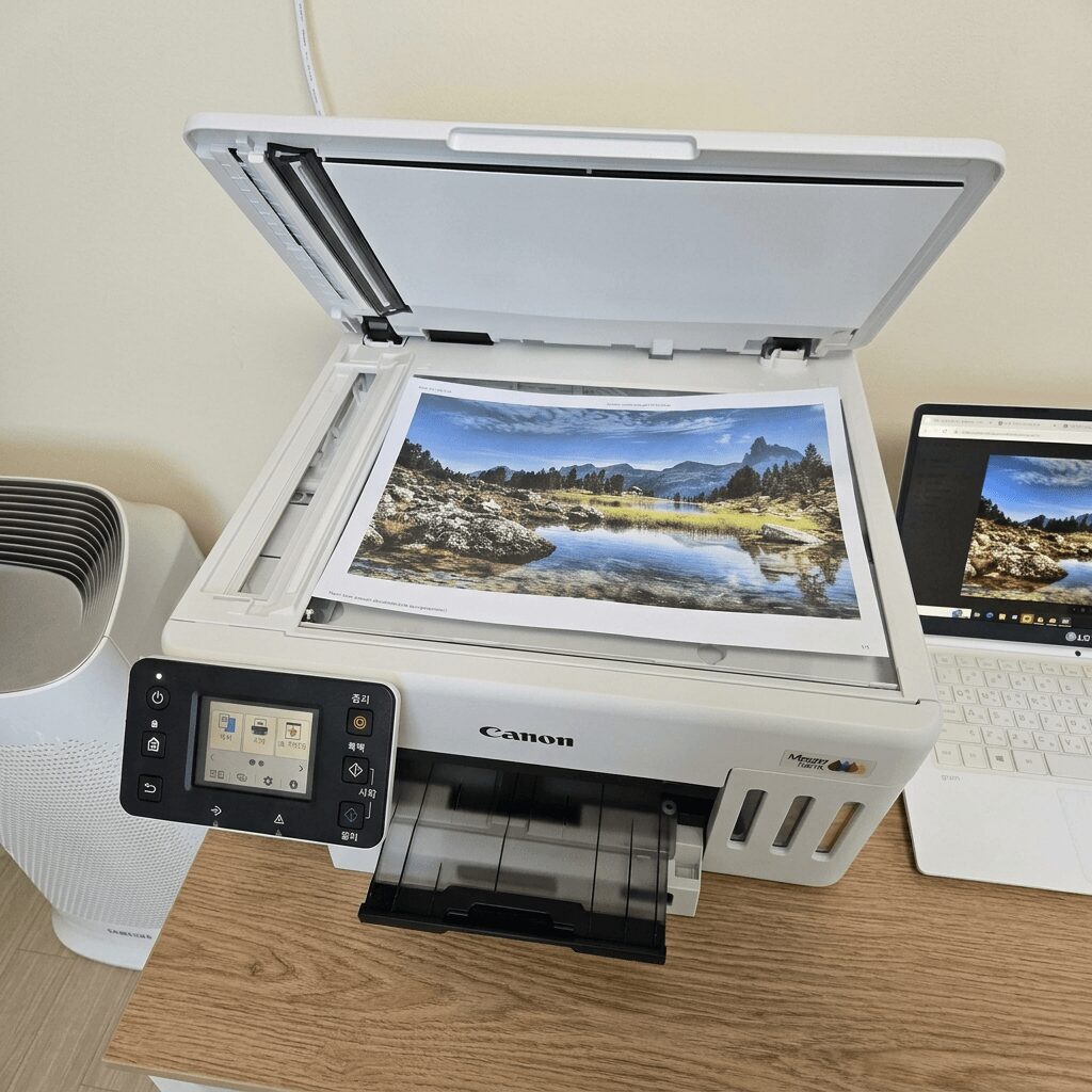 캐논 GX7192에서 출력된 컬러 테스트 결과물