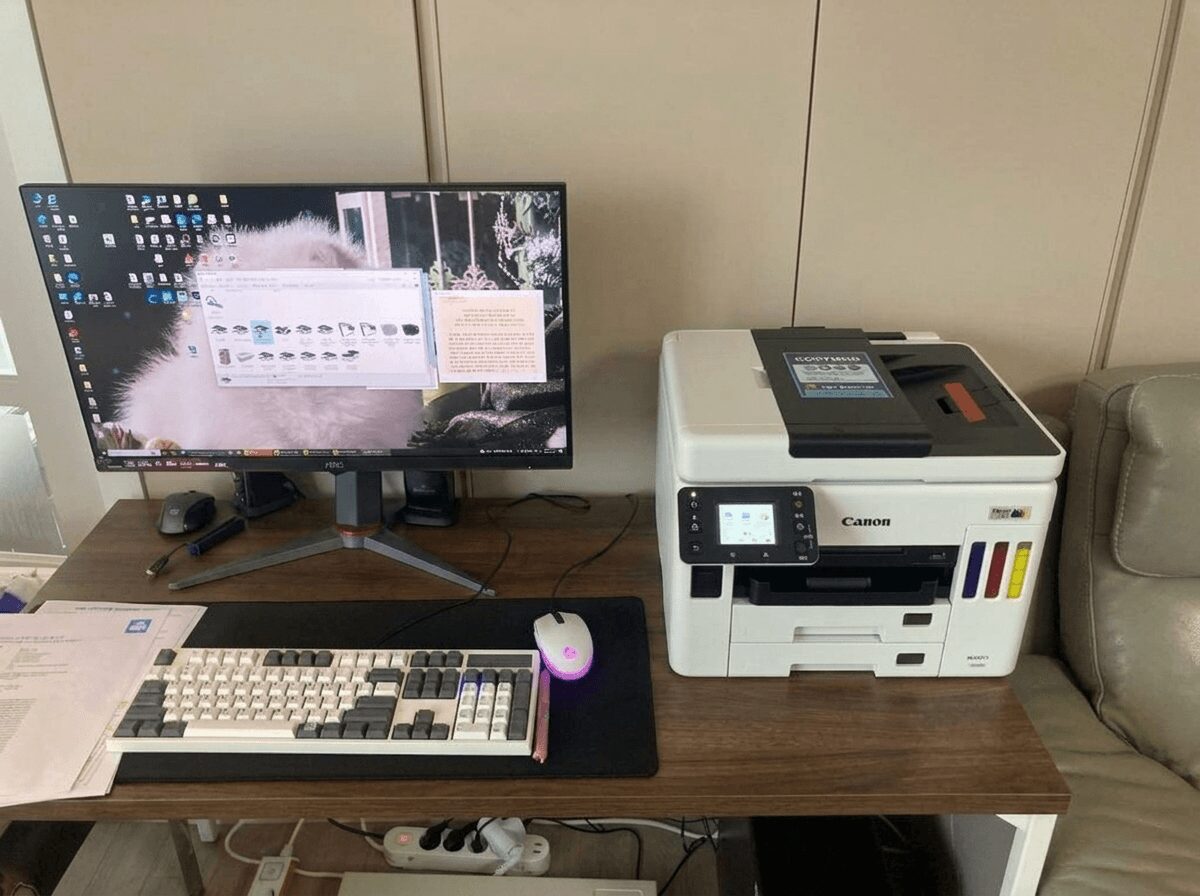 캐논 GX7192 조작부와 급지부 확인 장면