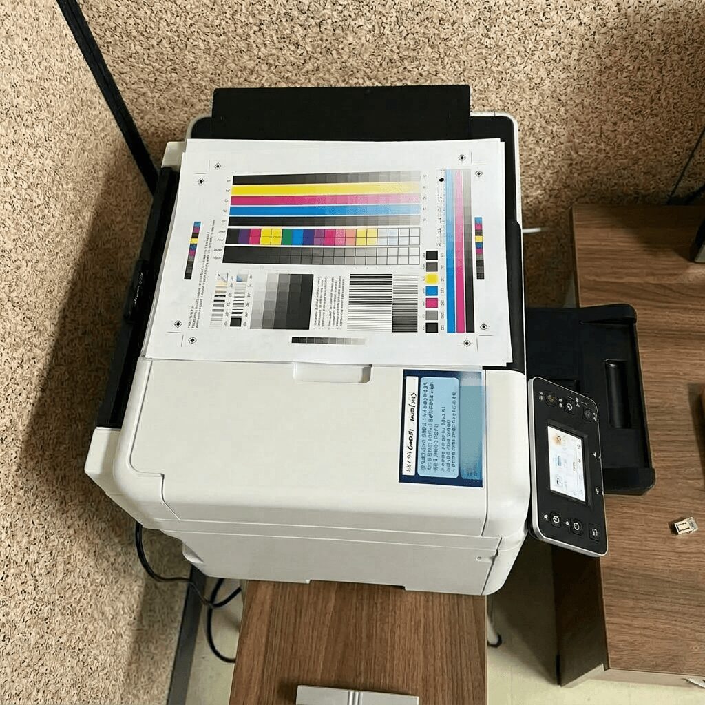 캐논 GX7192 조작 화면과 출력 대기 상태